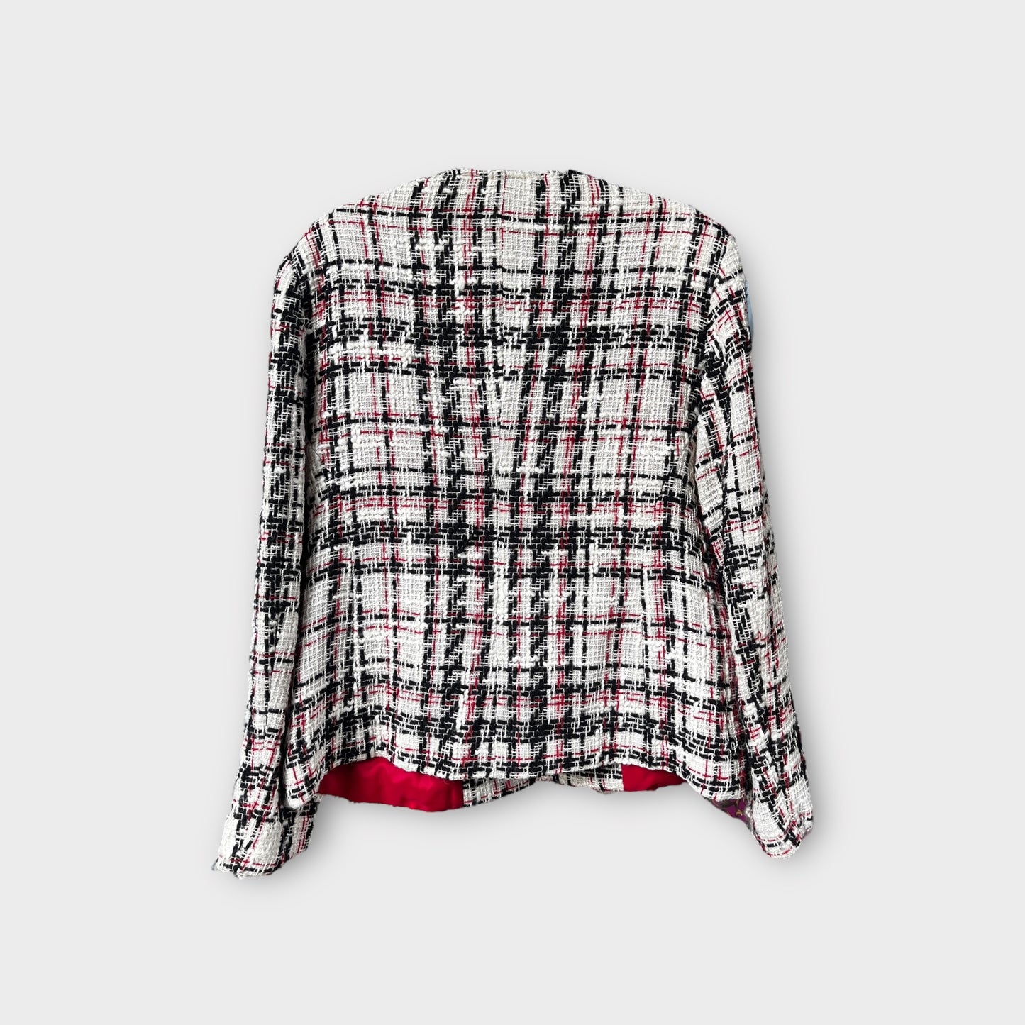 Saco blanco con rayas negras y rojas “Ivonne”
