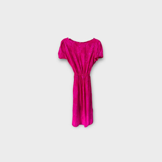 Vestido fiusha con estampado de flores 80’s