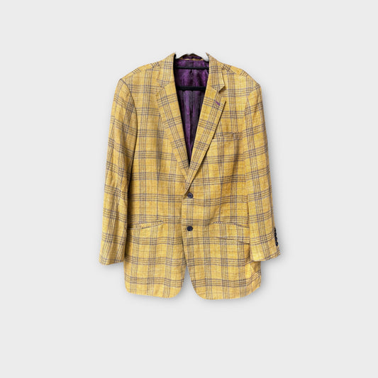 Saco estampado escocés amarillo con forro morado